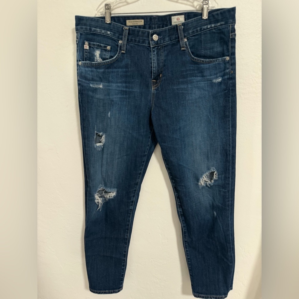 Adriano Goldschmied The Ex-Boyfriend Slouchy Slim Blue Jeans Distressed
Women 32